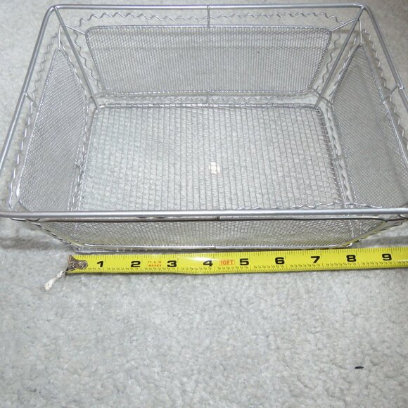 Silvertone Wire Mesh Decorative Rectangle Basket - Picture 13 of 16